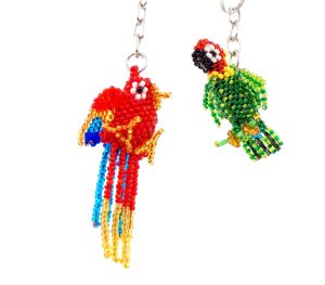beaded parrot key chain