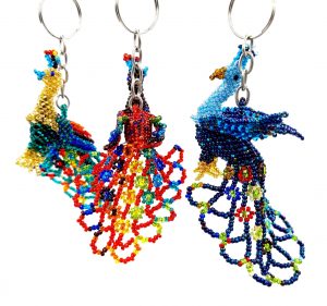Beaded Peacock Keychain