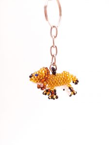 beaded lion key chain
