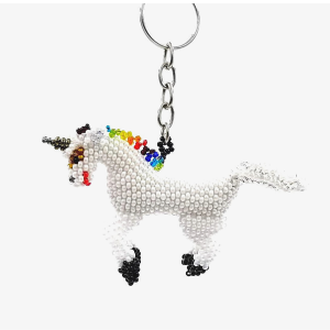 beaded unicorn keychain
