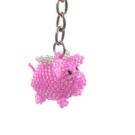 Beaded Flying Pig Keychain