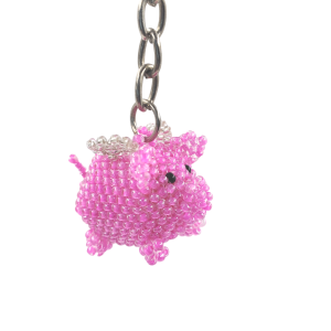 Beaded Flying Pig Keychain