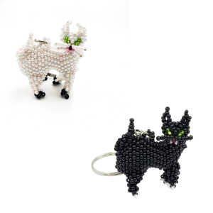 Beaded Cat Keychain
