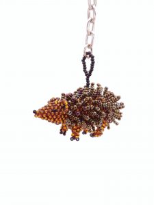 Beaded Porcupine Keychain