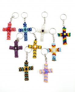 beaded cross keychain