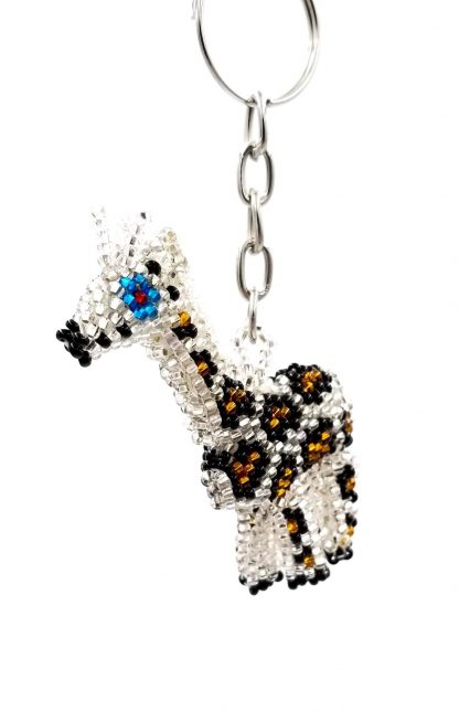 Beaded giraffe keychain