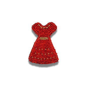 Beaded Red Dress Pin