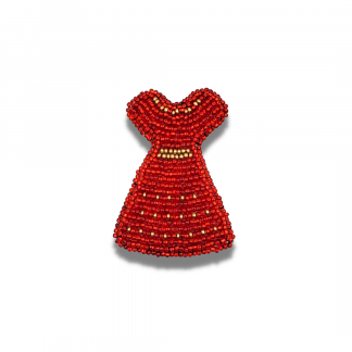 Beaded Red Dress Pin