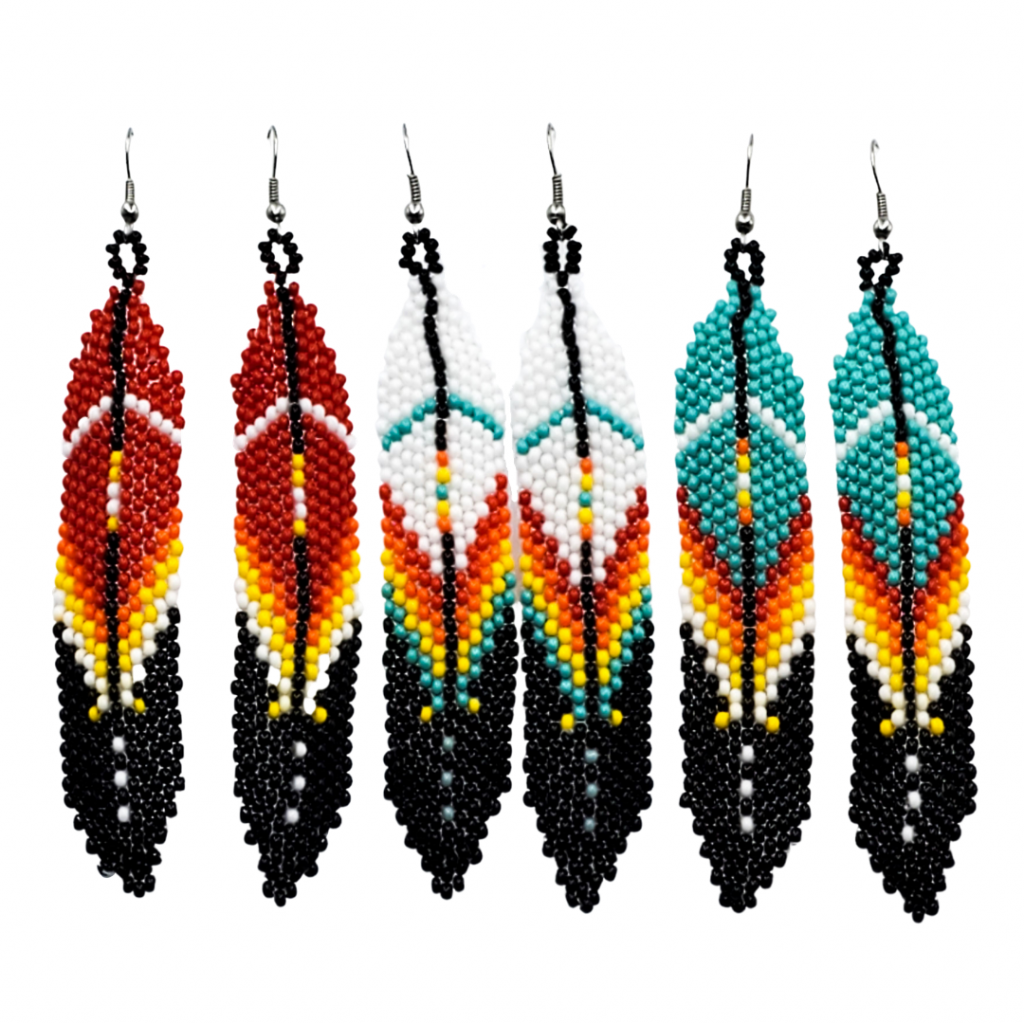 Handcrafted Long Feather Earrings » Tribal Roots Inc