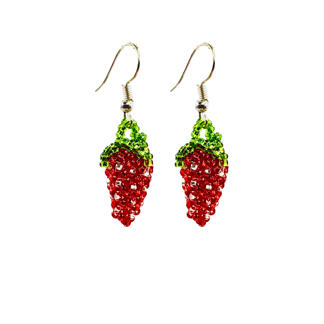 Handcrafted Beaded Strawberry Earrings » Tribal Roots
